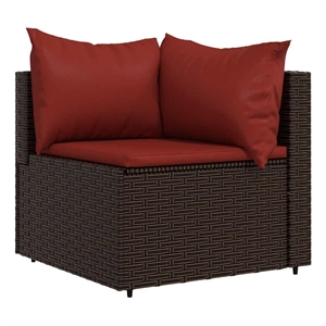Bowery Hill PE Rattan 24.8&quot X 24.8&quot X 22.6 Patio Corner Sofa in Brown