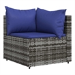 Bowery Hill PE Rattan & Powder-Coated Steel & Polyester Patio Corner Sofa - Gray