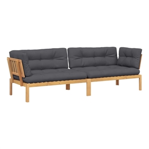 Bowery Hill Solid Acacia Wood & Polyester Pallet Corner Sofa in Charcoal