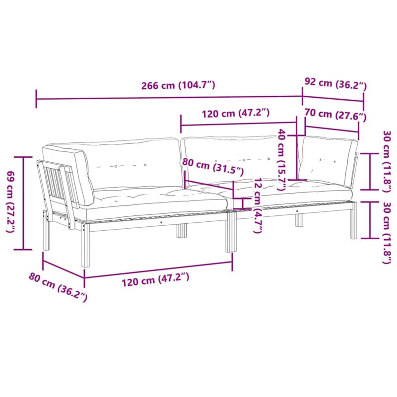 Bowery Hill Solid Acacia Wood Large Modular Pallet Corner Sofa in Taupe