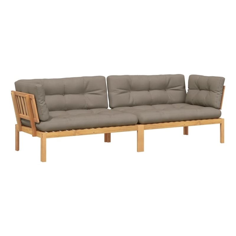 Bowery Hill Solid Acacia Wood Large Modular Pallet Corner Sofa in Taupe
