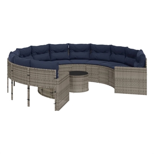 Bowery Hill Contemporary UV-Resistant Large PE Rattan Patio Sofa in Gray