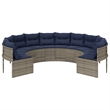 Bowery Hill Poly Rattan Patio Sofa With Steel Frame in Gray & Navy Blue