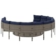 Bowery Hill Poly Rattan Patio Sofa With Steel Frame in Gray & Navy Blue