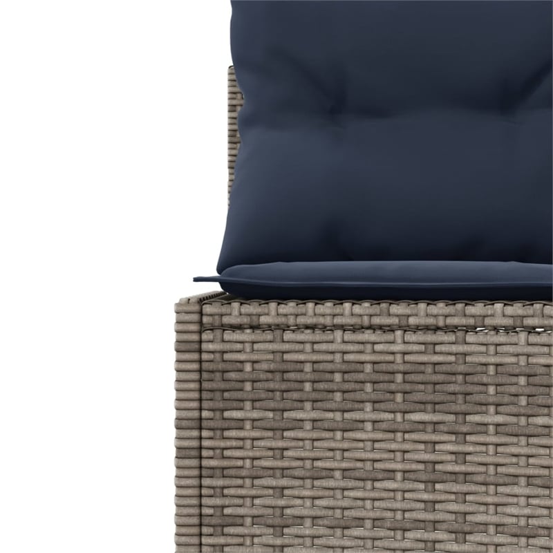 Bowery Hill Poly Rattan Patio Sofa With Steel Frame in Gray & Navy Blue