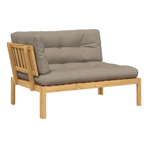 Bowery Hill Solid Acacia Wood Large Patio Sofa With Fabric Cushions in Taupe