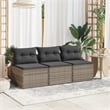 Bowery Hill Contemporary Synthetic Poly Rattan PE Rattan Garden Sofa in Gray