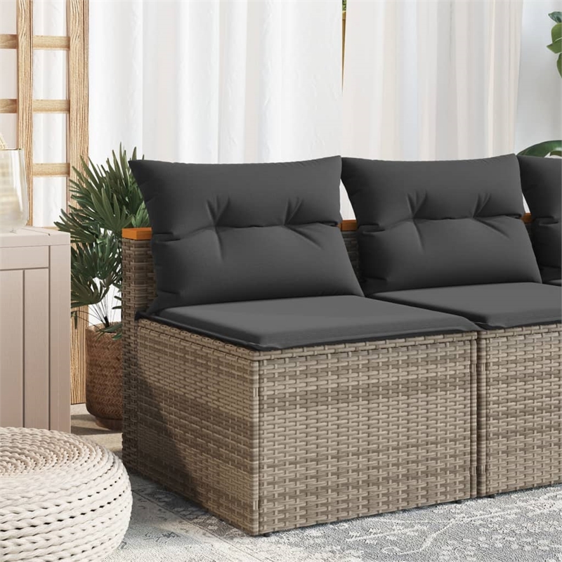 Bowery Hill Contemporary Synthetic Poly Rattan PE Rattan Garden Sofa in Gray