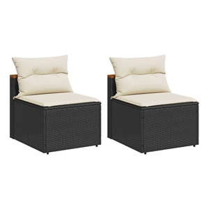 Bowery Hill Contemporary Standard Modular PE Rattan Garden Sofa in Black