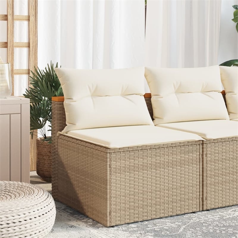 Bowery Hill Medium Modular PE Rattan Garden Sofa Square in Beige