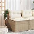 Bowery Hill Medium Modular PE Rattan Garden Sofa Square in Beige