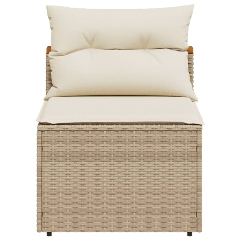Bowery Hill Medium Modular PE Rattan Garden Sofa Square in Beige