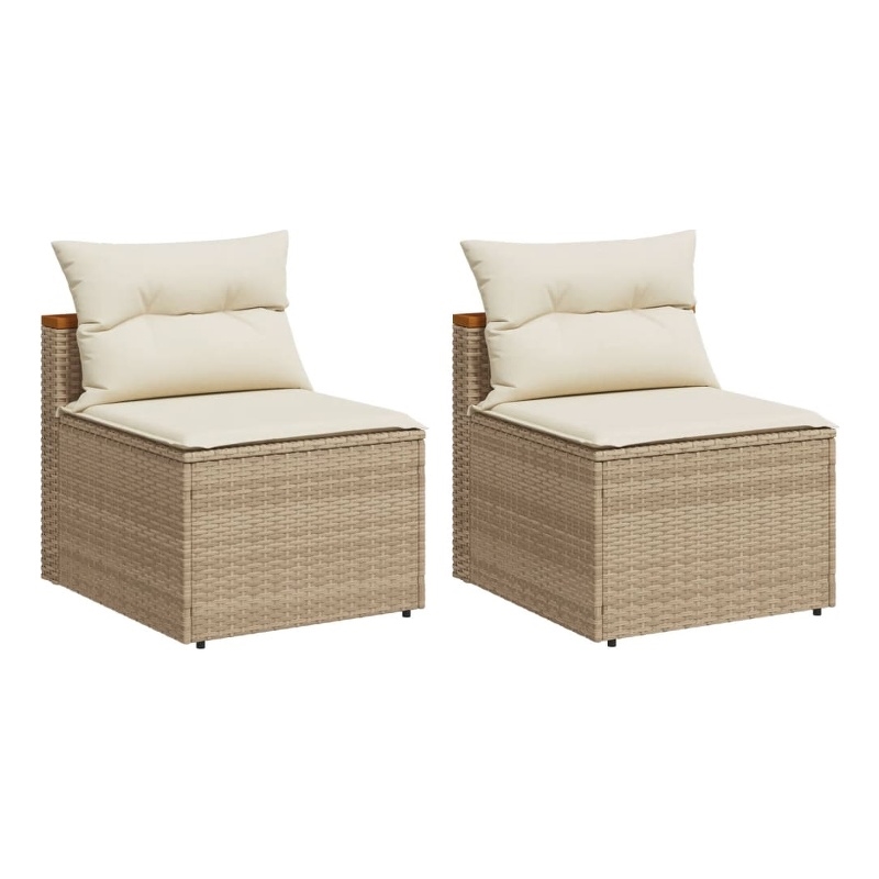 Bowery Hill Medium Modular PE Rattan Garden Sofa Square in Beige