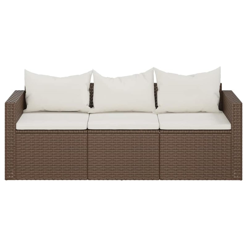 Bowery Hill 3-Seater Poly Rattan Patio Sofa Modular in Brown