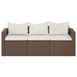 Bowery Hill 3-Seater Poly Rattan Patio Sofa Modular in Brown