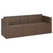Bowery Hill 3-Seater Poly Rattan Patio Sofa Modular in Brown
