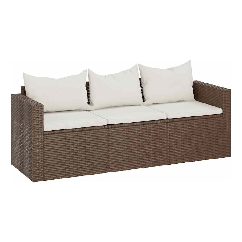 Bowery Hill 3-Seater Poly Rattan Patio Sofa Modular in Brown