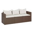 Bowery Hill 3-Seater Poly Rattan Patio Sofa Modular in Brown