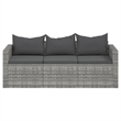 Bowery Hill 3-Seater Poly Rattan Garden Sofa Modular in Gray