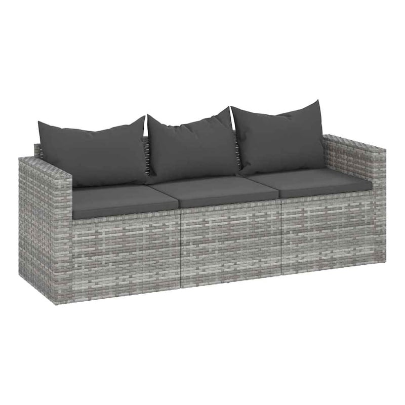 Bowery Hill 3-Seater Poly Rattan Garden Sofa Modular in Gray