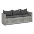 Bowery Hill 3-Seater Poly Rattan Garden Sofa Modular in Gray