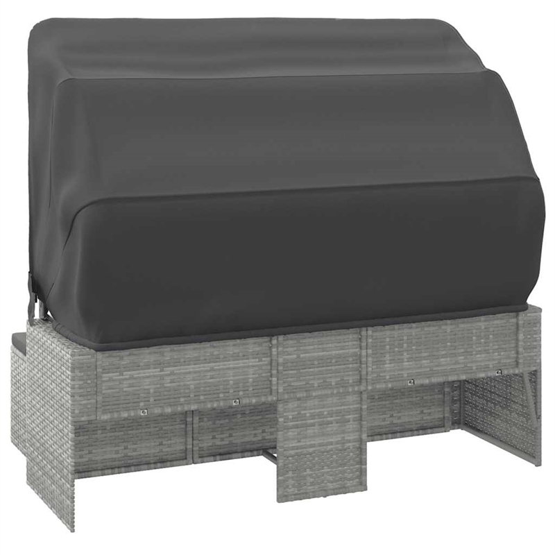 Bowery Hill Contemporary 3-Seater PE Rattan Garden Sofa Foldable in Gray