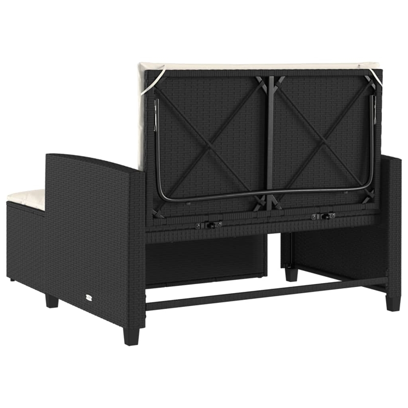 Bowery Hill Contemporary Patio Sofa in Black & Cream With White Frame
