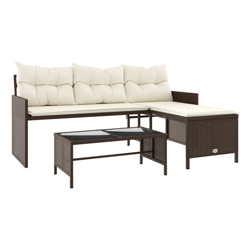 Bowery Hill Medium PE Rattan Garden Sofa With Removable Covers in Brown