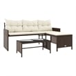 Bowery Hill Medium PE Rattan Garden Sofa With Removable Covers in Brown