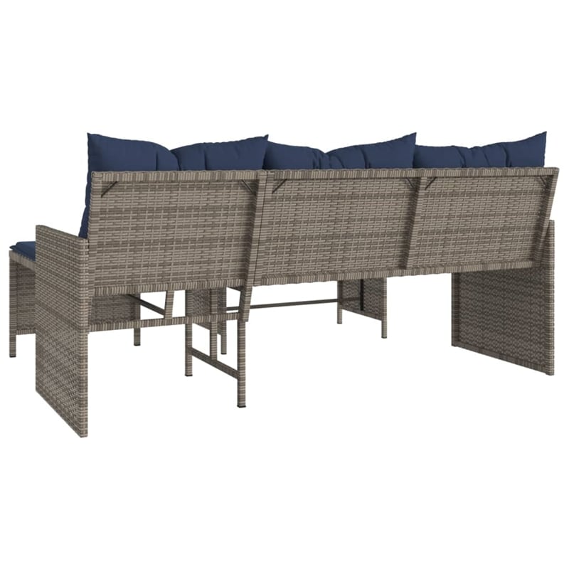 Bowery Hill Contemporary Synthetic Poly Rattan Garden Sofa in Gray And Navy Blue