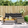 Bowery Hill Large Poly Rattan Garden Sofa With Removable Covers in Gray