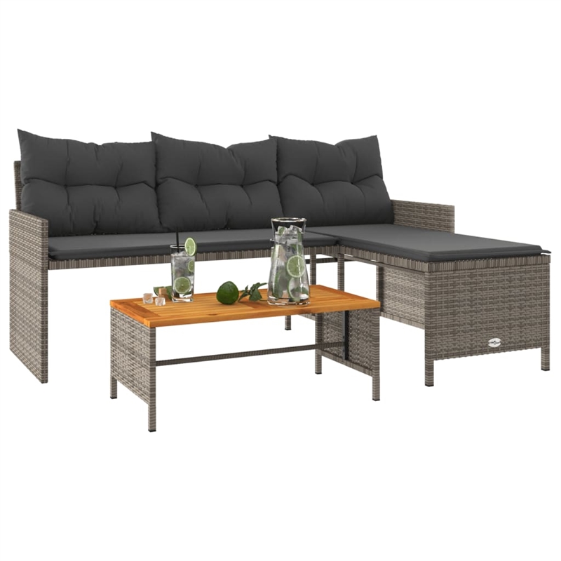 Bowery Hill Large Poly Rattan Garden Sofa With Removable Covers in Gray