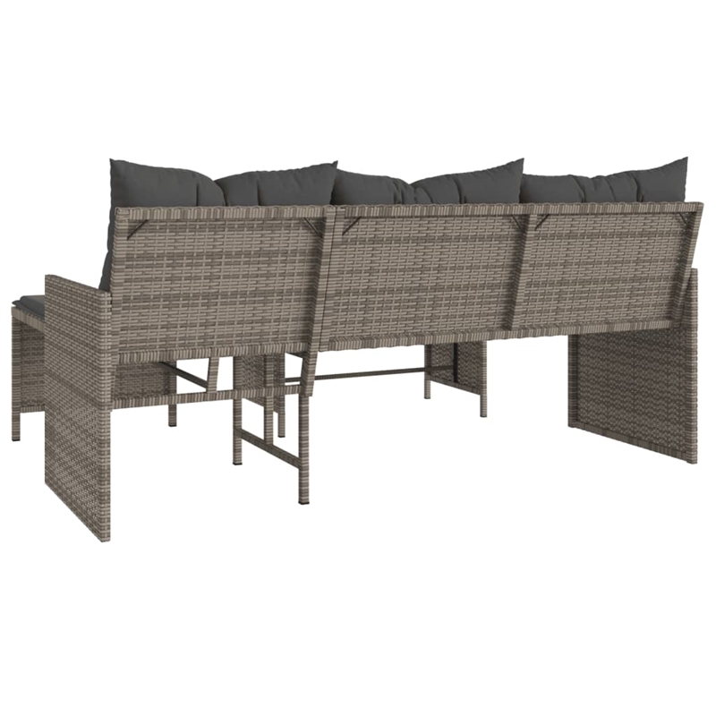 Bowery Hill Large Poly Rattan Garden Sofa With Removable Covers in Gray