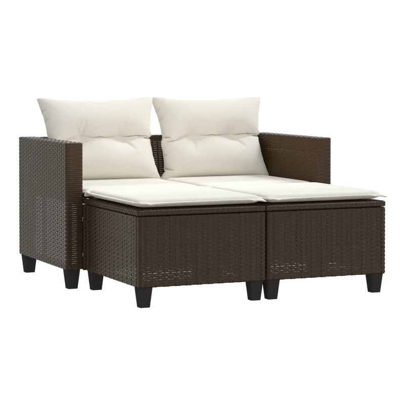 Bowery Hill 2-Seater PE Rattan Garden Sofa With Removable Covers in Brown