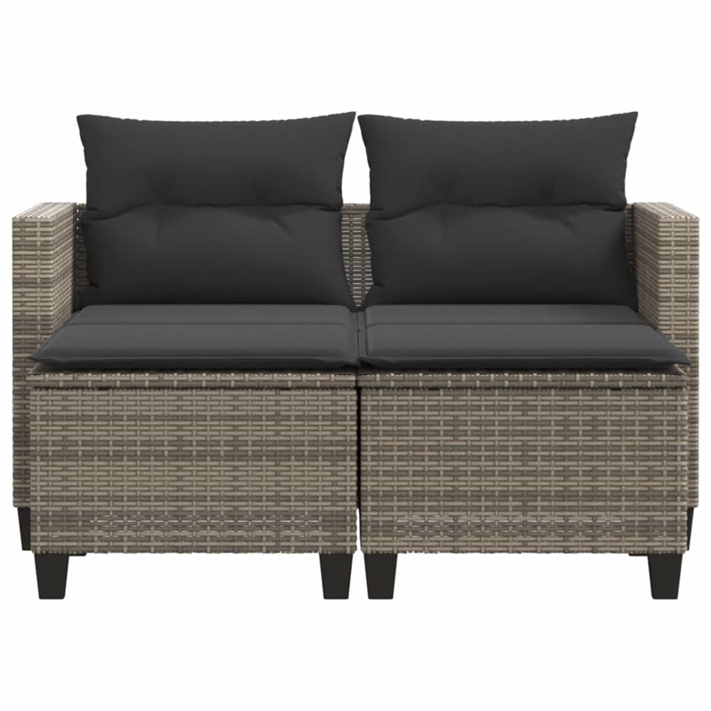 Bowery Hill 2-Seater PE Rattan Garden Sofa UV-Resistant in Gray