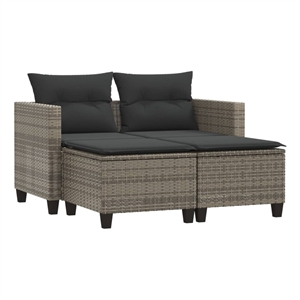 Bowery Hill 2-Seater PE Rattan Garden Sofa UV-Resistant in Gray