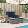 Bowery Hill PE Rattan And Powder-Coated Steel Patio Sofa in Gray & Navy Blue