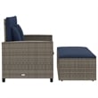 Bowery Hill PE Rattan And Powder-Coated Steel Patio Sofa in Gray & Navy Blue
