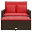Bowery Hill Contemporary 2-Seater Poly Rattan Patio Sofa in Brown & Red