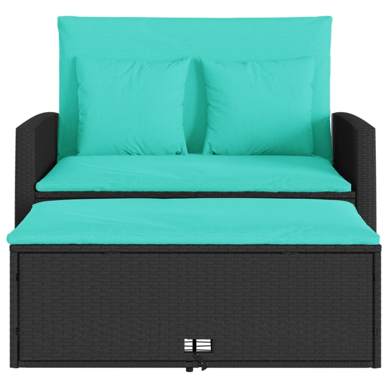 Bowery Hill Contemporary 2-Seater PE Rattan Patio Sofa in Black