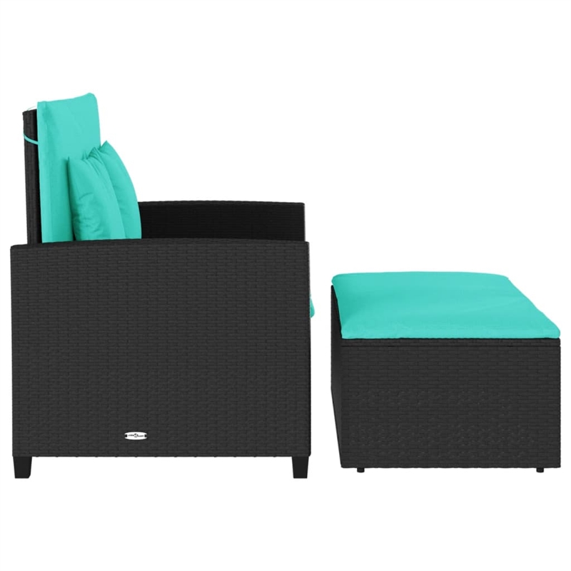 Bowery Hill Contemporary 2-Seater PE Rattan Patio Sofa in Black