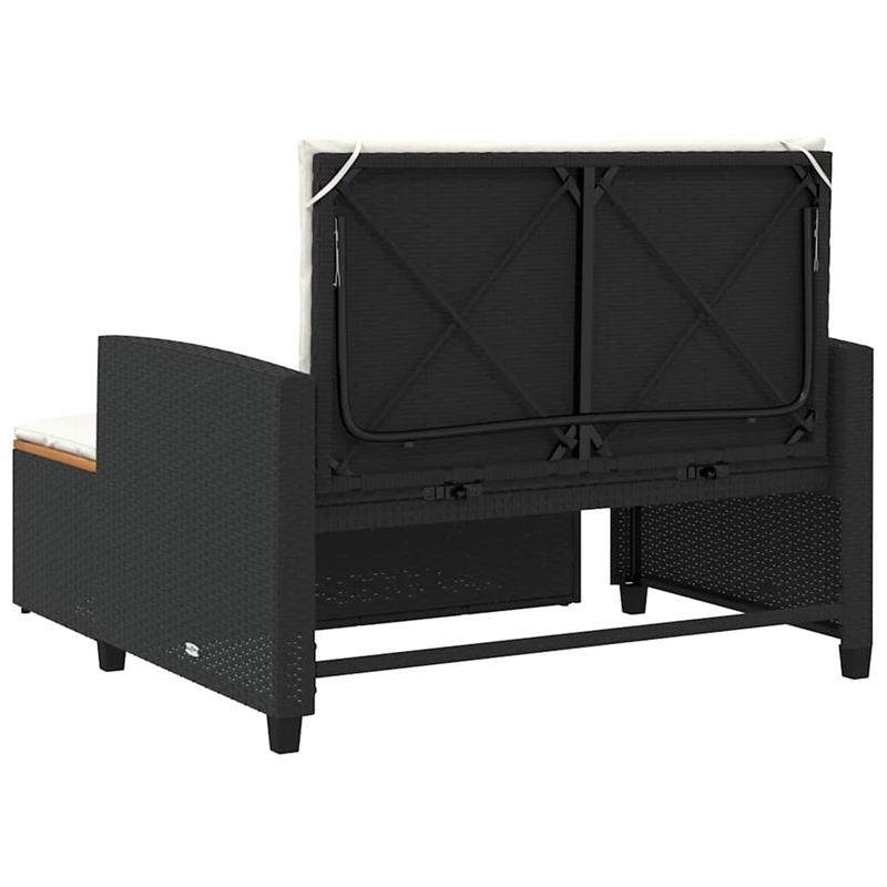 Bowery Hill Contemporary 2-Seater Poly Rattan Patio Sofa in Black