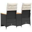 Bowery Hill 2-Seater PE Rattan Reclining Garden Sofa in Black
