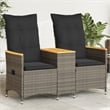 Bowery Hill 2-Seater Standard PE Rattan Reclining Garden Sofa in Gray