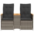 Bowery Hill 2-Seater Standard PE Rattan Reclining Garden Sofa in Gray