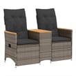Bowery Hill 2-Seater Standard PE Rattan Reclining Garden Sofa in Gray