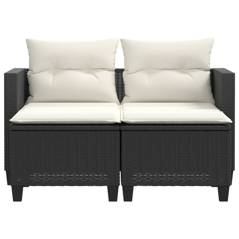 Bowery Hill PE Rattan And Powder-Coated Steel Garden Sofa in Black