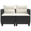 Bowery Hill PE Rattan And Powder-Coated Steel Garden Sofa in Black