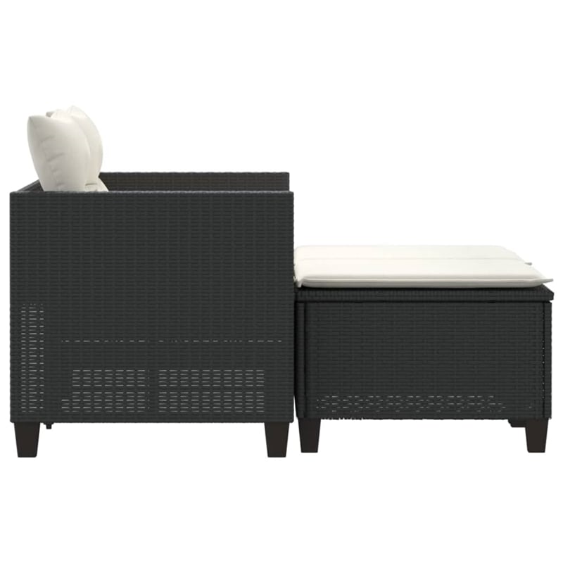 Bowery Hill PE Rattan And Powder-Coated Steel Garden Sofa in Black
