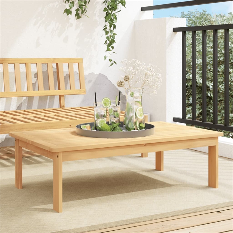 Bowery Hill Solid Acacia Wood Standard Durable Garden Table in Natural Wood